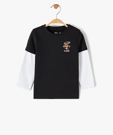 GEMO Tee-shirt bébé garçon à manches longues effet 2 en 1 noir vif