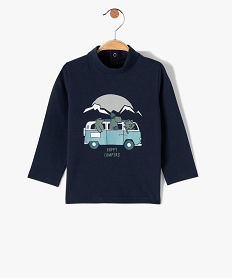 GEMO Tee-shirt bébé garçon à manches longues et col roulé violet chine