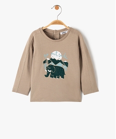 GEMO Tee-shirt bébé garçon à manches longues avec motif beige standard