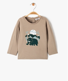 GEMO Tee-shirt bébé garçon à manches longues avec motif Beige