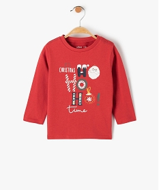 GEMO Tee-shirt bébé à manches longues avec motifs de Noël Rouge