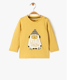 GEMO Tee-shirt bébé garçon à manches longues avec motif jaune standard