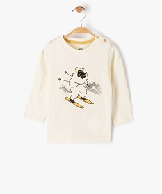 GEMO Tee-shirt bébé garçon à manches longues avec motif blanc chine