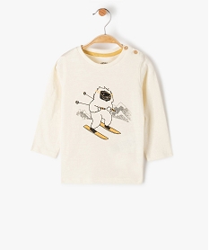 GEMO Tee-shirt bébé garçon à manches longues avec motif Beige