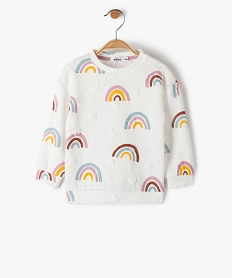GEMO Sweat bébé fille en maille légère à motif gaufré et imprimé arc-en-ciel Multicolore