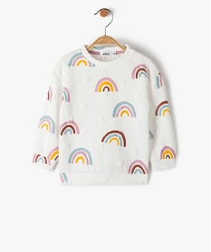 sweat bebe fille en maille legere a motif gaufre et imprime arc-en-ciel multicolore sweatsI381901_1