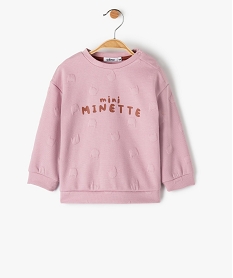 sweat bebe fille en maille legere a motif chat gaufre violetI382001_1