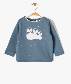 sweat bebe fille molletonne avec motif animalier bleuI382401_1