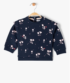 GEMO Sweat bébé fille en molleton doux et fleuri Bleu