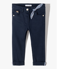 GEMO Pantalon bébé fille en coton stretch avec nœud fleuri - LuluCastagnette Bleu