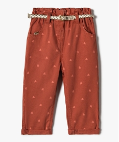 GEMO Pantalon bébé fille coupe carotte avec motif et ceinture tressée - LuluCastagnette Orange