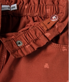 pantalon bebe fille coupe carotte avec motif et ceinture tressee - lulucastagnette orangeI383401_3
