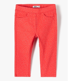 GEMO Pantalon bébé fille coupe slim avec taille élastiquée Rouge