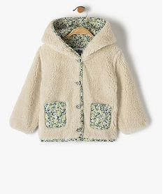 GEMO Veste bébé fille en sherpa avec doublure à motifs fleuris Beige