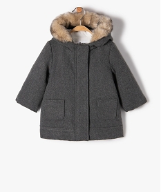 GEMO Manteau bébé fille doublé à capuche Gris