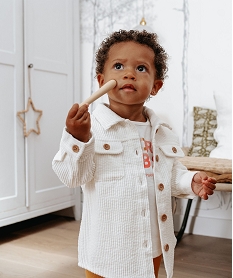 chemise bebe fille en velours a grosses cotes beigeI385001_1