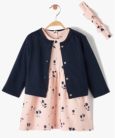 GEMO Ensemble bébé fille 2 pièces : robe + gilet Rose