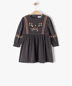 GEMO Robe bébé fille en velours avec broderies et sequins - LuluCastagnette Gris