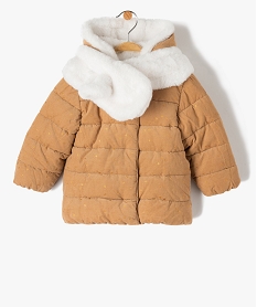 parka bebe fille en velours cotele a pois dores avec echarpe douce beigeI389001_1