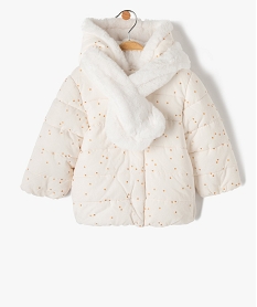 GEMO Parka bébé fille en velours côtelé à pois dorés avec écharpe douce Beige