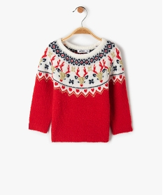 pull de noel bebe fille a motif jacquard rougeI390101_1