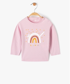 GEMO Tee-shirt bébé fille à manches longues imprimé à fentes latérales violet standard