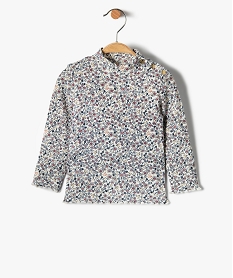 GEMO Tee-shirt bébé fille en maille côtelée à motifs fleuris - LuluCastagnette blanc chine