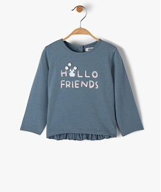 GEMO Tee-shirt bébé fille avec inscription en relief sur l’avant Bleu
