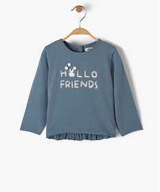 GEMO Tee-shirt bébé fille avec inscription en relief sur l’avant bleu standard