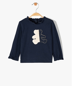 GEMO Tee-shirt bébé fille à manches longues avec détail volant - LuluCastagnette noir chine