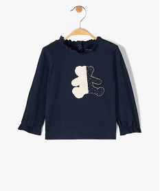 GEMO Tee-shirt bébé fille à manches longues avec détail volant - LuluCastagnette Bleu