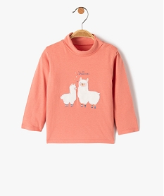 GEMO Tee-shirt bébé fille à manches longues et col roulé Rose