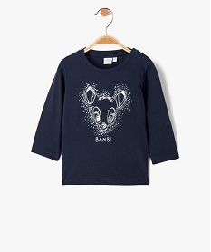 tee-shirt bebe fille a manches longues avec motif bambi - disney bleuI393601_1