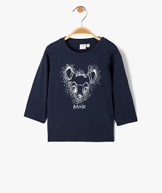 GEMO Tee-shirt bébé fille à manches longues avec motif Bambi - Disney noir chine