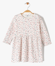 GEMO Robe bébé fille en maille côtelée et mouchetée Beige