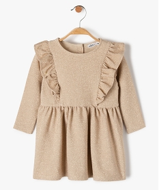 GEMO Robe bébé fille à paillettes avec volant sur le buste à manches longues dore