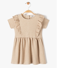 GEMO Robe bébé fille à manches courtes à paillettes avec volant sur le buste dore