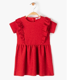 GEMO Robe bébé fille à manches courtes à paillettes avec volant sur le buste rouge standard