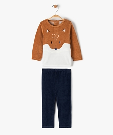 GEMO Pyjama bébé 2 pièces motif renard en velours doux Brun