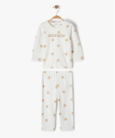 GEMO Pyjama bébé 2 pièces à pois en velours doux Beige