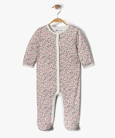 GEMO Pyjama bébé en jersey de coton fleuri et ouverture ventrale violet vif