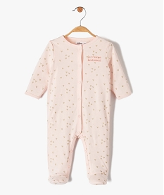 GEMO Pyjama bébé en jersey à cœurs pailletés et ouverture ventrale rose standard