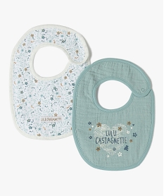 GEMO Bavoir naissance en gaze de coton (lot de 2) - LuluCastagnette Vert