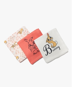 langes bebe en gaze imprimee bambi (lot de 3) - disney roseI400601_1