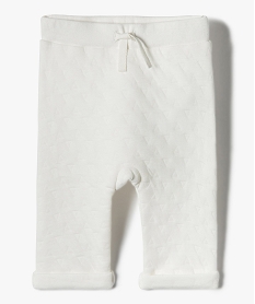 GEMO Pantalon bébé garçon en maille effet matelassé Blanc