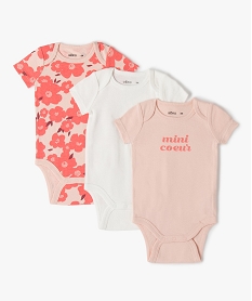 GEMO Body bébé fille à manches courtes (lot de 3) Rose