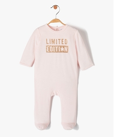 GEMO Pyjama dors bien bébé fille en velours avec inscription Rose