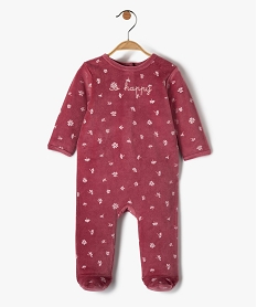 GEMO Pyjama dors bien bébé fille en velours à motifs fleuris Rouge