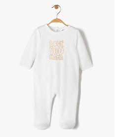 pyjama bebe a pont-dos en velours avec inscription pailletee beigeI404701_1