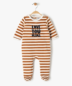 GEMO Pyjama dors bien bébé en velours à rayures Orange